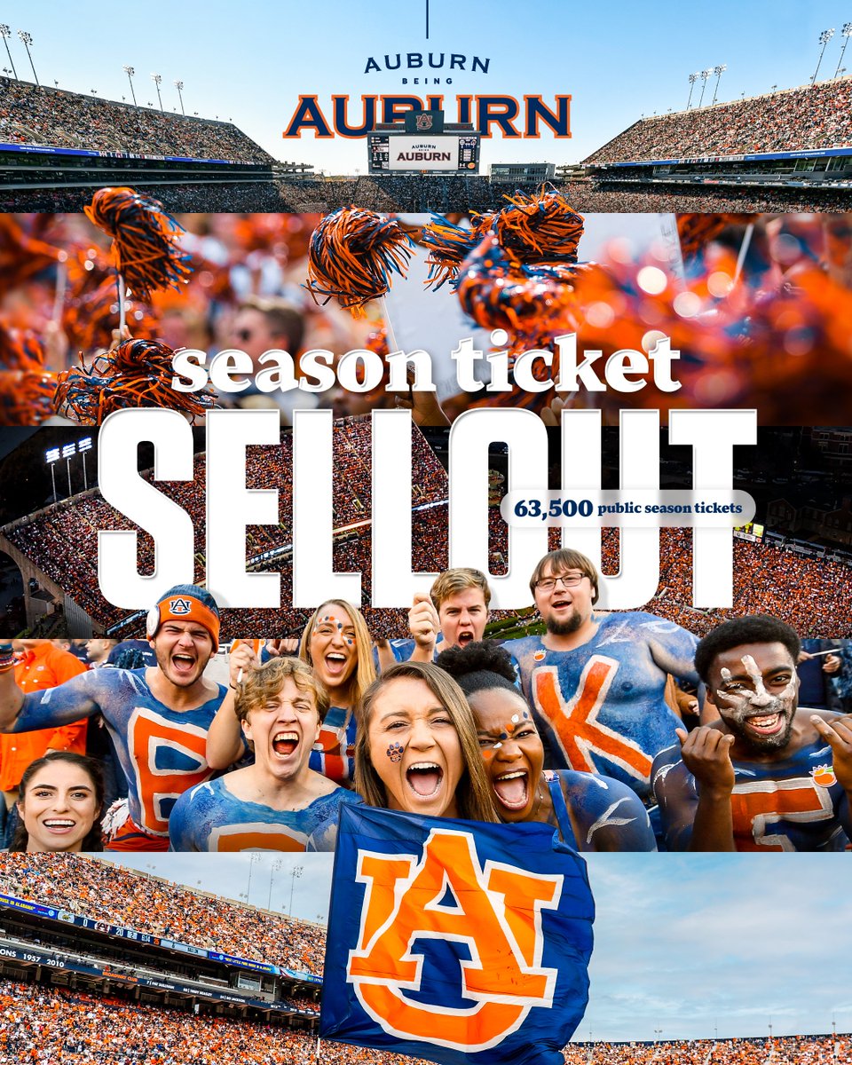 🚨 SOLD OUT 🚨

All public season tickets for 2023 <a href="/AuburnFootball/">Auburn Football</a> are now SOLD OUT.

That is Auburn Being Auburn.

See you in Jordan-Hare on September 2nd!

📰 auburntige.rs/44aiy5r

#WarEagle