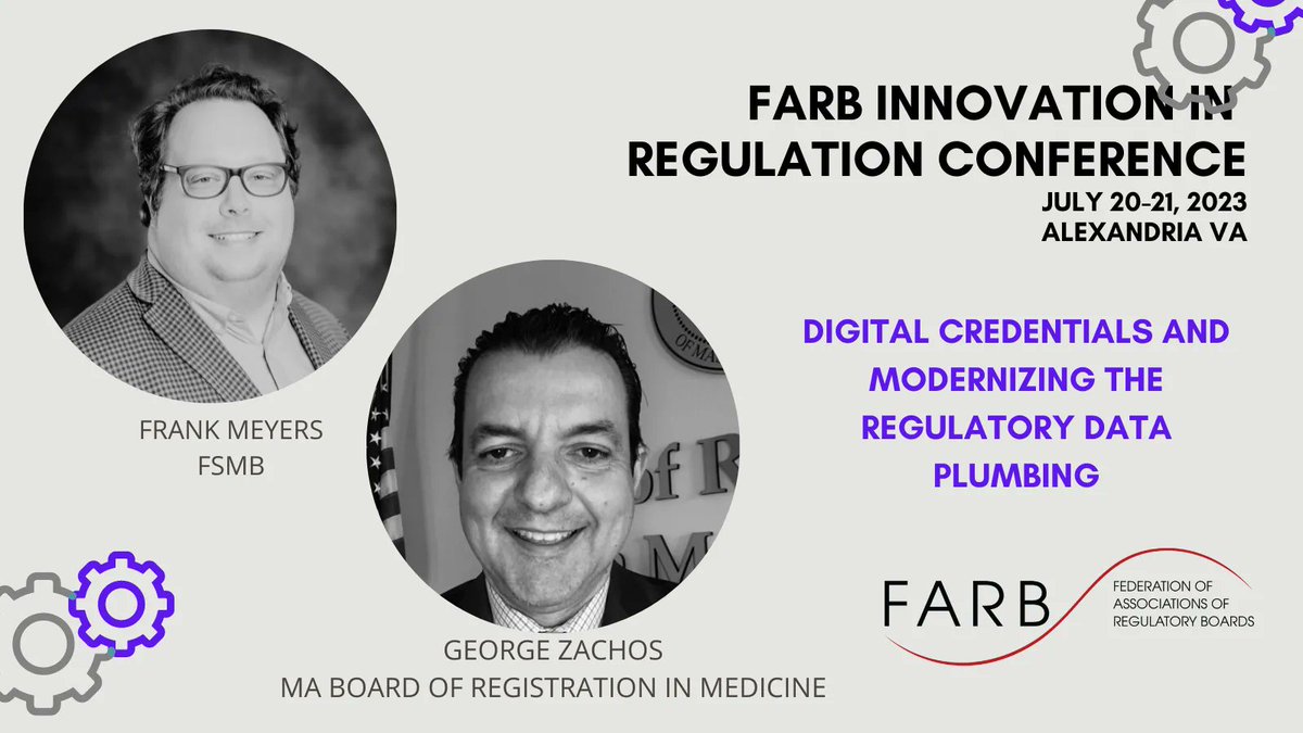 FARB_ORG's tweet image. Digital Credentials and Modernizing the Regulatory Data Plumbing with Frank Meyers and George Zachos - Register at buff.ly/3p7nsAZ  #regulatorydata #credentiling #farbinnovation