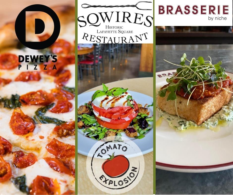 OPFoodSearch's tweet photo. #TomatoExplosion has started off with a bang! All month long, our restaurant partners are donating a portion of the proceeds from one of their tomato-inspired dishes! Here are a few of the restaurants and their incredible tomato dishes. @DeweysPizza @sqwiresstl @brasserieSTL https://t.co/IbLU6kuYVR