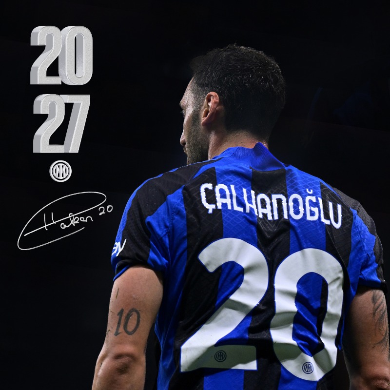 Inter's tweet photo. Ancora Nerazzurro 🤝⚫🔵
#ForzaInter #Calhanoglu2027