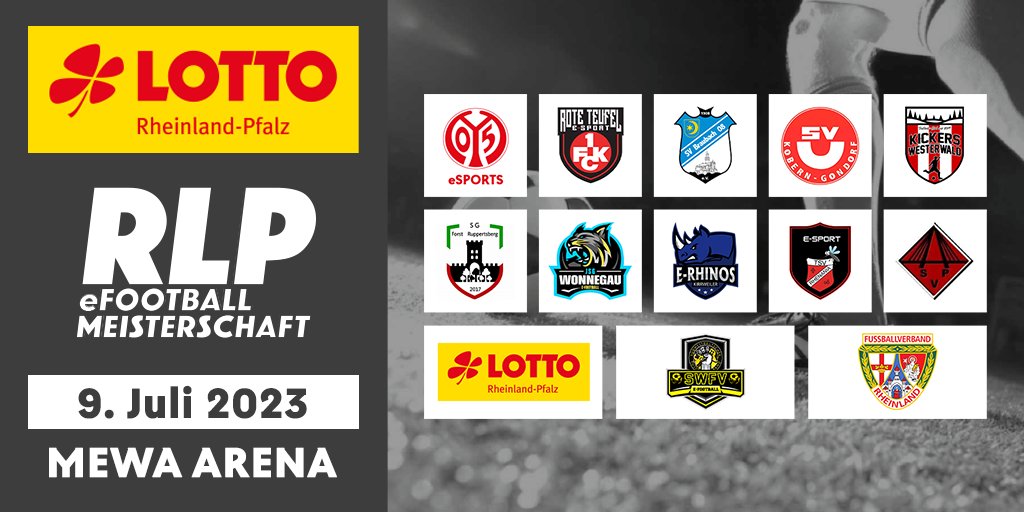 Mainz 05 eSPORTS (@mainz05esports) on Twitter photo Am 09.07 findet die 2. Rheinland-Pfalz eFootball Meisterschaft mit der Unterstützung von <a href="/lottorlp/">LOTTO Rheinland-Pf.</a> statt. Das Turnier startet um 10 Uhr in der MEWA Arena. Neben spannenden FIFA-Games warten Challenges und Gewinne auf Euch. Alles Live auf dem Mainz 05 eSPORTS Twitch Kanal. Am 09.07 findet die 2. Rheinland-Pfalz eFootball Meisterschaft mit der Unterstützung von <a href="/lottorlp/">LOTTO Rheinland-Pf.</a> statt. Das Turnier startet um 10 Uhr in der MEWA Arena. Neben spannenden FIFA-Games warten Challenges und Gewinne auf Euch. Alles Live auf dem Mainz 05 eSPORTS Twitch Kanal.