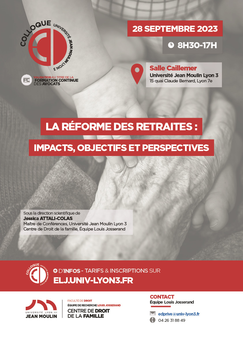 🚨 [SAVE THE DATE] 

Colloque sur la réforme des retraites, le 28 septembre prochain, de 9h à 17h

➕ d'infos et inscriptions : lnkd.in/eNixGDdY
