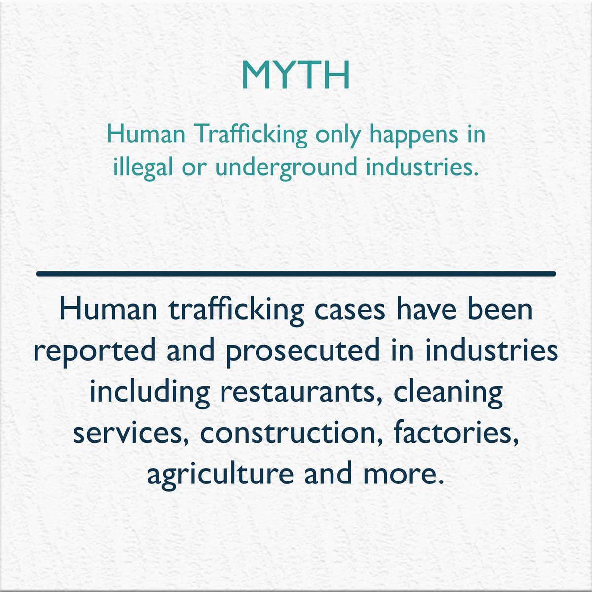 While Human Trafficking is difficult to locate due to its hidden nature, that DOESN'T mean it only happens in illegal industries.