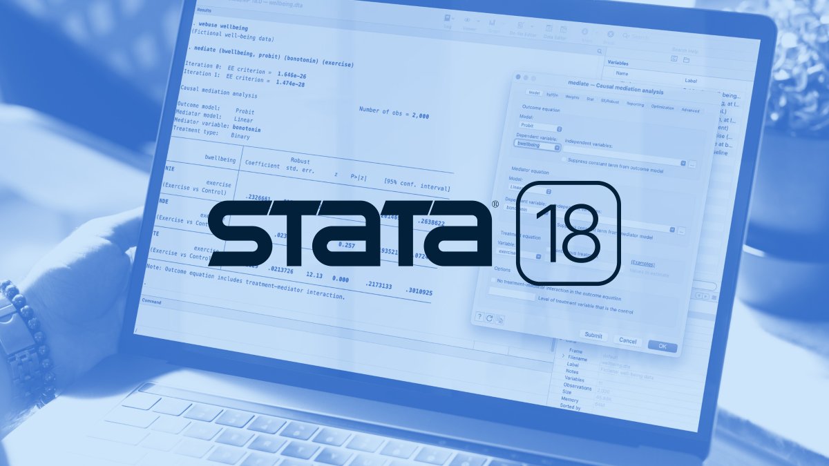 Stata's tweet photo. Graphics. Data management. Reporting. Causal inference. Survival analysis. And much more.

Whether you’re looking to streamline your workflow or need powerful stats features, you don’t want to miss what we added in #Stata18.

→ https://t.co/92NPySXcZx https://t.co/fRSO9EOYZa