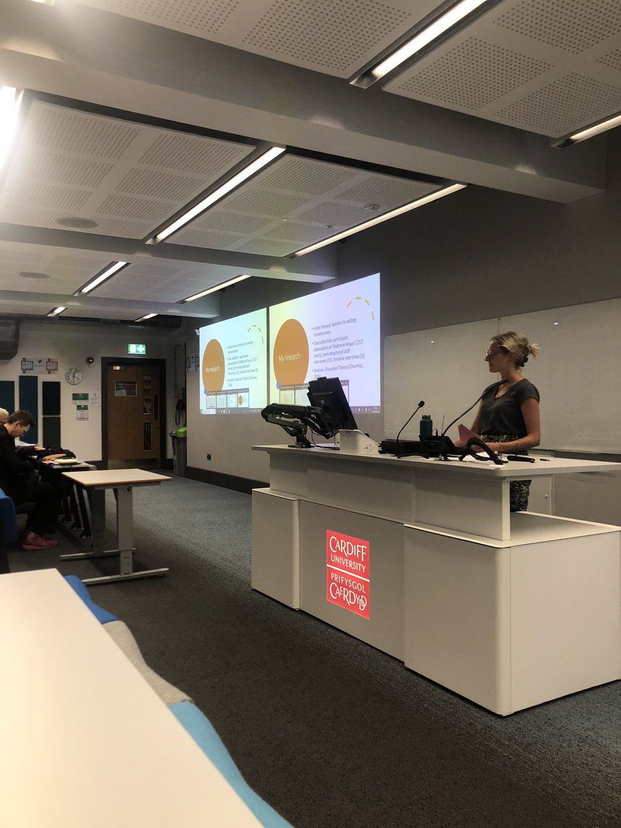 Prof_Rob_Smith's tweet photo. Fiona Long discussing her ethnographic study of how staff and residents negotiate and accomplish “normality” in a homeless hostel
#EUSSSI23 
#CardiffSchool https://t.co/gq6bTLCeEV