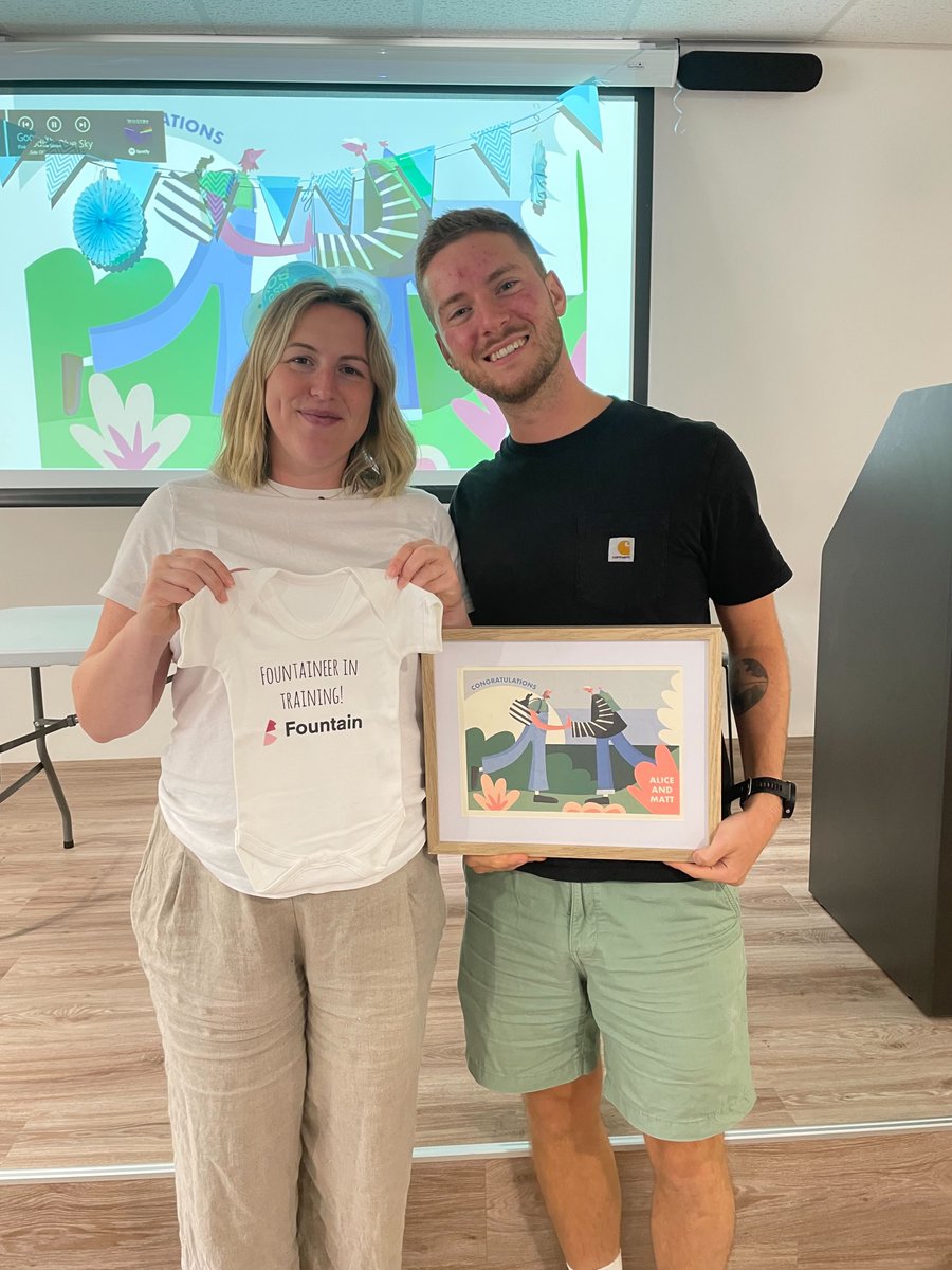 🌟Yesterday, our amazing team of Fountaineers gathered for a unique lunchtime get-together! 
We embrace diverse themes, from Easter Bonnets to Pride month. But this month was extra special as we celebrated the imminent arrival of our very own Alice and Matt's bundle of joy! 👶🍼