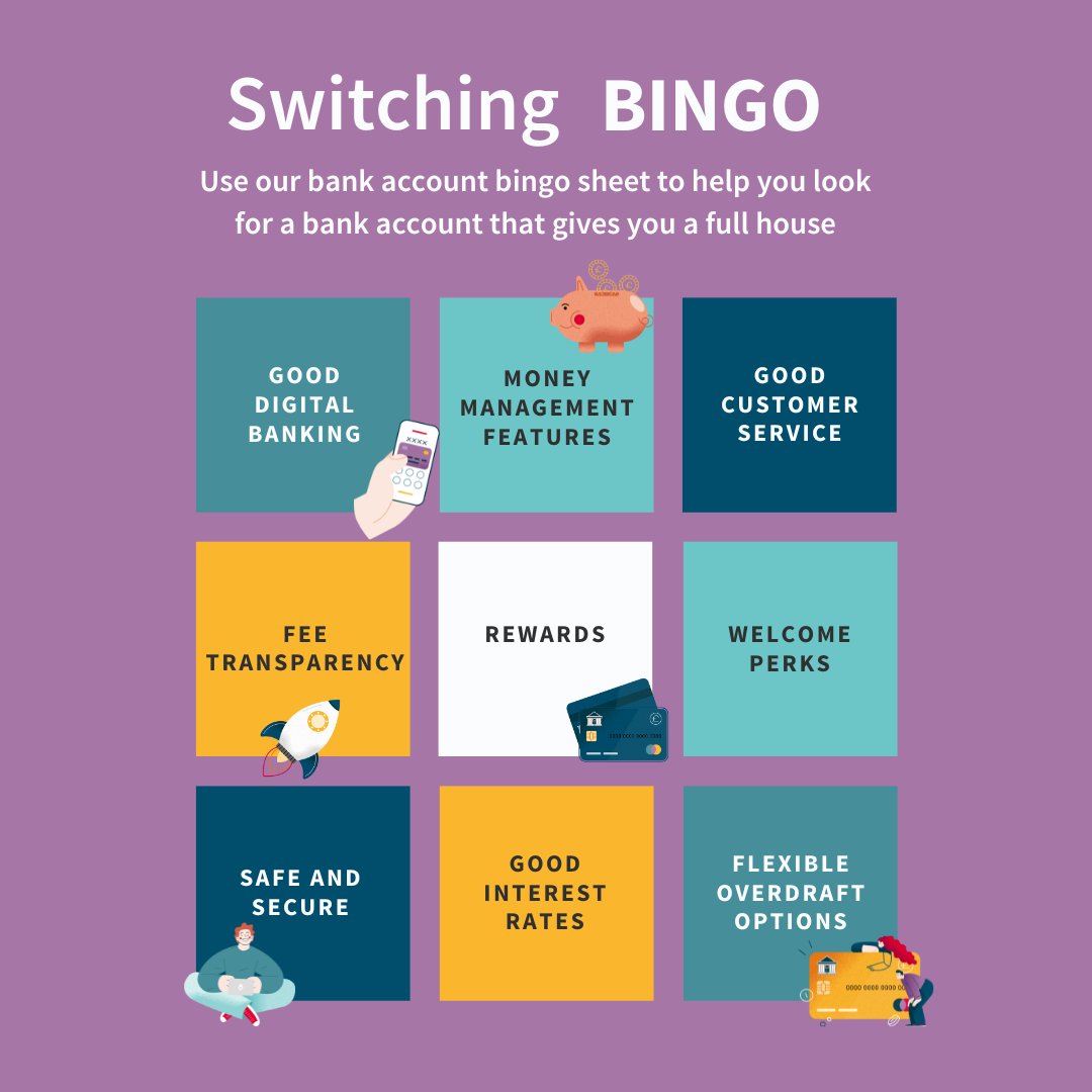 CurrentAcSwitch's tweet photo. 🎉 Time to play the Switching Bingo! 🔄💼

Ready to shout #Bingo and switch to a better banking experience? Check out the callouts and see why it's a winning move.

Switching is free, easy, and guaranteed with the #CurrentAccountSwitchService. https://t.co/2JEcu4f9QR