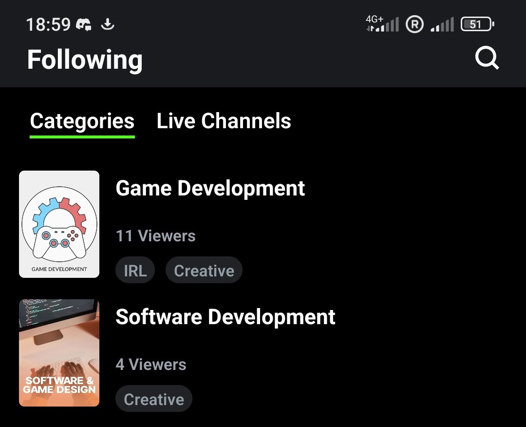 TatTheStripyCat's tweet photo. @kick remove Game Development from IRL, please! It should be in the same category as software Development, but you can't find it in Creative while browsing. https://t.co/jD6LqjAKAp