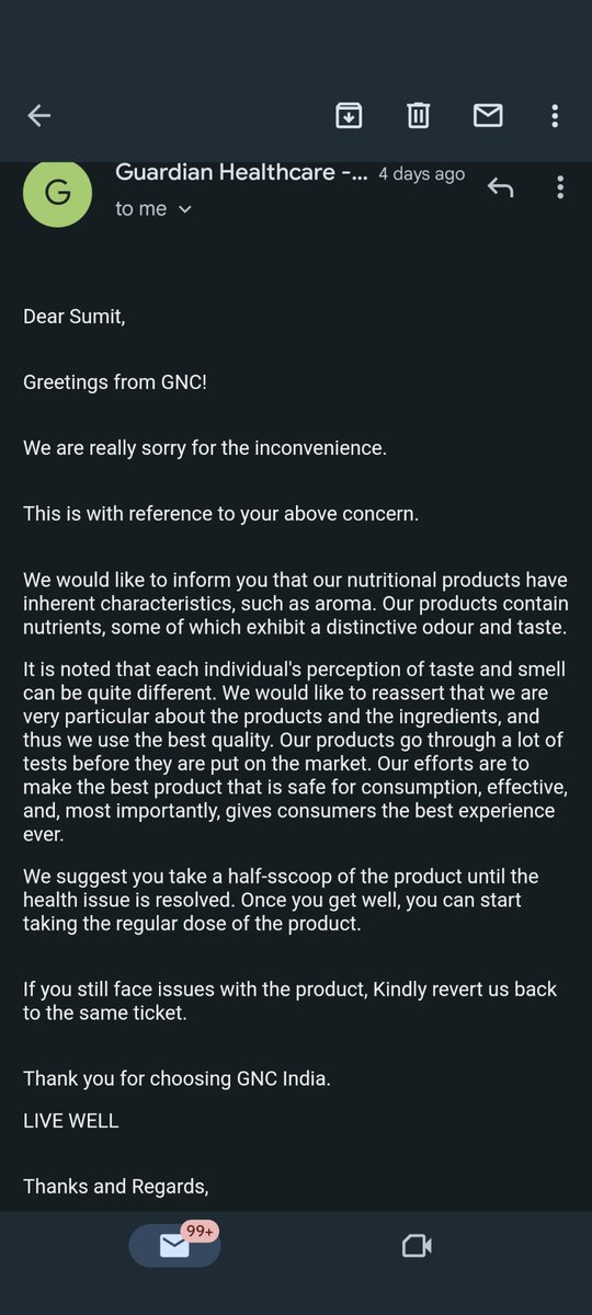 guptasumit87's tweet photo. @GuardianGNC @GNCLiveWell 
I have raised the complaint (Ref Number 353877) regarding my recent article GNC Amp Plant Isolate Protein, order number is #GNC143594 and order date 24-Jun-2023, order delivery date 28-Jun-2023, none of the GNC representatives reach out for the solution https://t.co/BXDicgFjiY