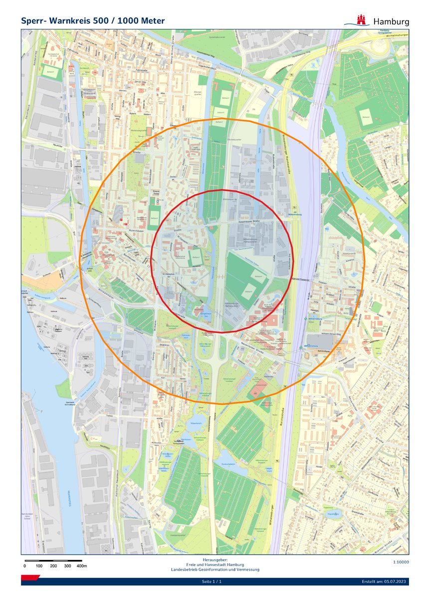 Für die Entschärfung wurde ein Sperrkreis mit einem Radius von 500m um die #Fliegerbombe festgelegt, den ihr verlassen müsst. Zudem gibt es einen Warnkreis (1000m Radius), indem ihr euch luftschutzmäßig verhalten müsst.  

Bitte folgt den Anweisungen unserer Einsatzkräfte.
