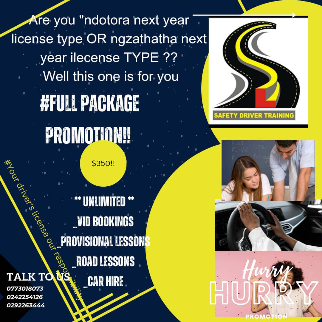 safetydrivngsch's tweet photo. What are you really waiting for when SafetyDriverTraining is presenting to you THEE #SafetyFullPackage which is really safe and full of good deals!!!!!!!😁😁 #Promotion #WE are dedicated to put a smile on every student.
#full package promotion!
For more information Join our whatsapp groups
Harare:
https://t.co/xOpZTviTTI
Bulawayo:
https://t.co/TzfCIQVqeB
Gweru:
https://t.co/fxjtO6Sg2B
Credit plan:
https://t.co/NQI8BQ52yB
Or visit our offices
Harare:
Corner Robert Mugabe and 2nd Street , Ndazvia Building , we are inside Ndaziva Mall
Bulawayo:
Corner Robert Mugabe Way and 4th Avenue , Jubilee Court , Suite 4 (office 19)
Gweru:
Emmanuel Ministries 74,7 Street Opposite Traffic Safety Council Gweru
Call us on
0773 018 073/0242254126 /0292263444