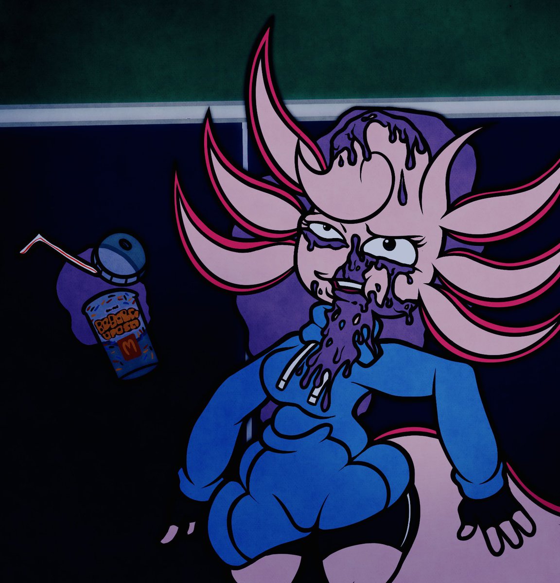 WowStudios_'s tweet photo. Axle tried the Grimace shake #GrimaceShake https://t.co/3YwuGNmrIP
