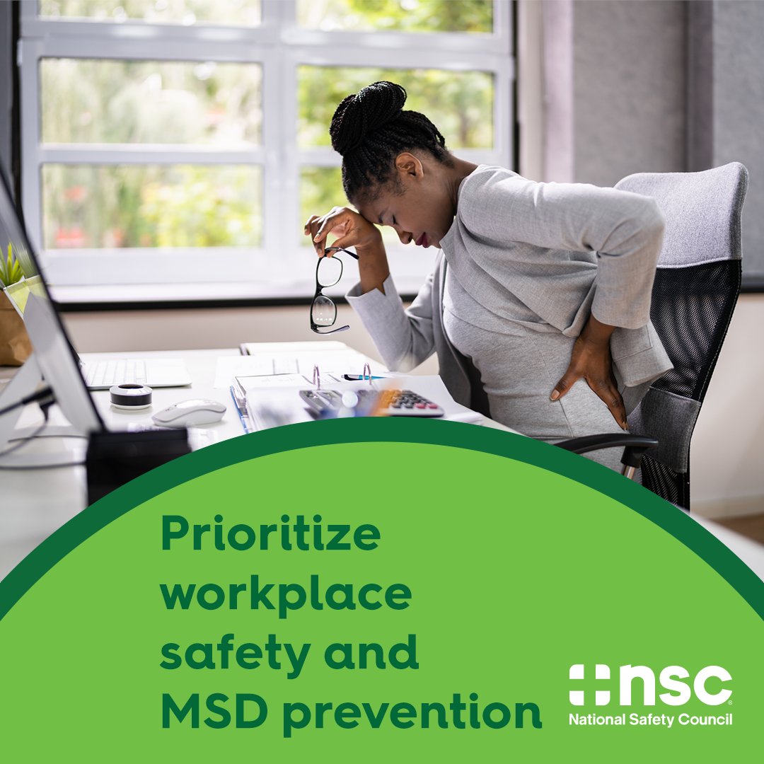 NSCsafety's tweet photo. Did you know that musculoskeletal disorders (MSDs) are the number one cause of workplace injuries? Repetitive motion and overexertion are the biggest risk factors facing American workers. #WorkplaceSafety #MSDPrevention #KeepEachOtherSafe
https://t.co/IVVutthxod https://t.co/WsqGiDOCwv
