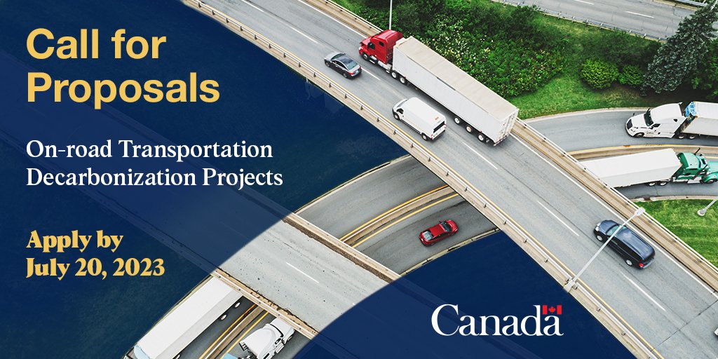 NRCan's tweet photo. Last chance to apply! We launched a call for proposals to support research, development, and demonstration projects that will decarbonize on-road transportation.
Applications are open until July 20, 2023: https://t.co/3ZZ90QH5s1
#ClimateActionGC https://t.co/ZjPHVc4B0b