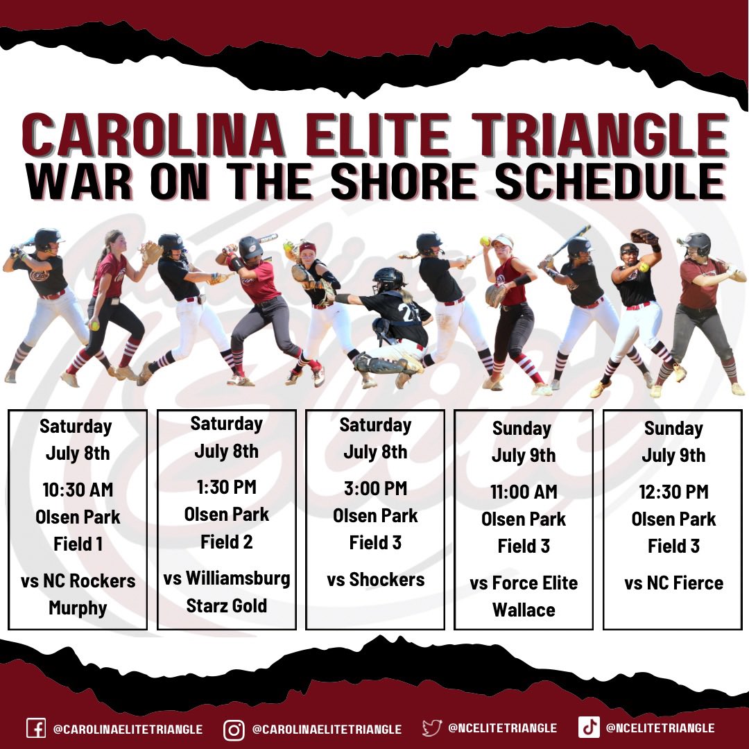 NCEliteEastern's tweet photo. What better way to spend the weekend after the 4th, than at the beach? …On the ball field at the beach! 

Come hang out with us in Wilmington for the @TierOneFP War on the Shore Showcase. We’ll be at Olsen Park both Saturday and Sunday. See you there ☀️😎 #compete4elite https://t.co/hG7b9ve7TL