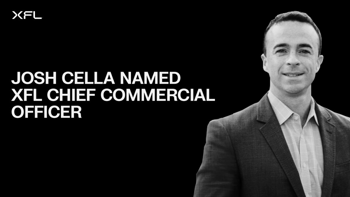 UFL_PR's tweet photo. The XFL today announced that Josh Cella has joined the League as Chief Commercial Officer, overseeing the XFL's league and team sponsorship, advertising and consumer product businesses.

Press release: https://t.co/EUMsuokJgX https://t.co/Twj53NGF0b