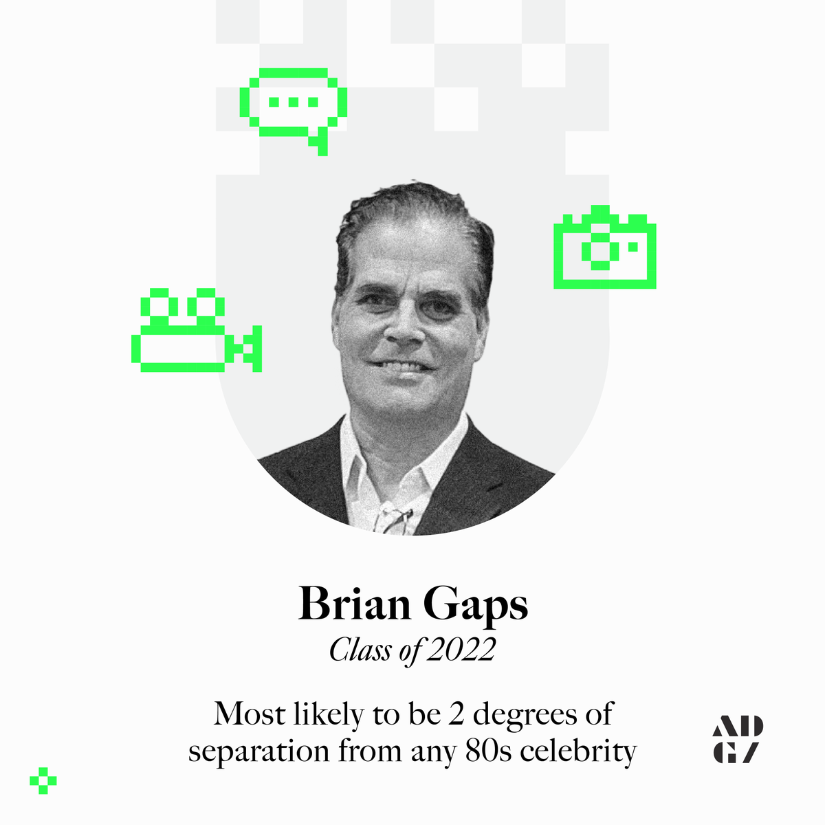 ADGCreative's tweet photo. When our Senior Comms Specialist, Brian, threatened to write his superlative, we just couldn’t let it happen! Don’t let his unassuming nature fool you—His stories of 80s celebrity run-ins never disappoint. Glad to have him here to shake things up. #workiversary #CreativesOfADG https://t.co/WwVRjEAEGr