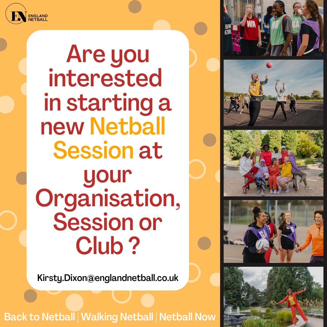 💛Community Netball Sessions are a great way to bring people together!

💛They support positive mental health and wellbeing, and bring more netball into peoples lives 

💛Complete the link to find out how you can start a session today!

forms.microsoft.com/e/iHmnhXXLR1