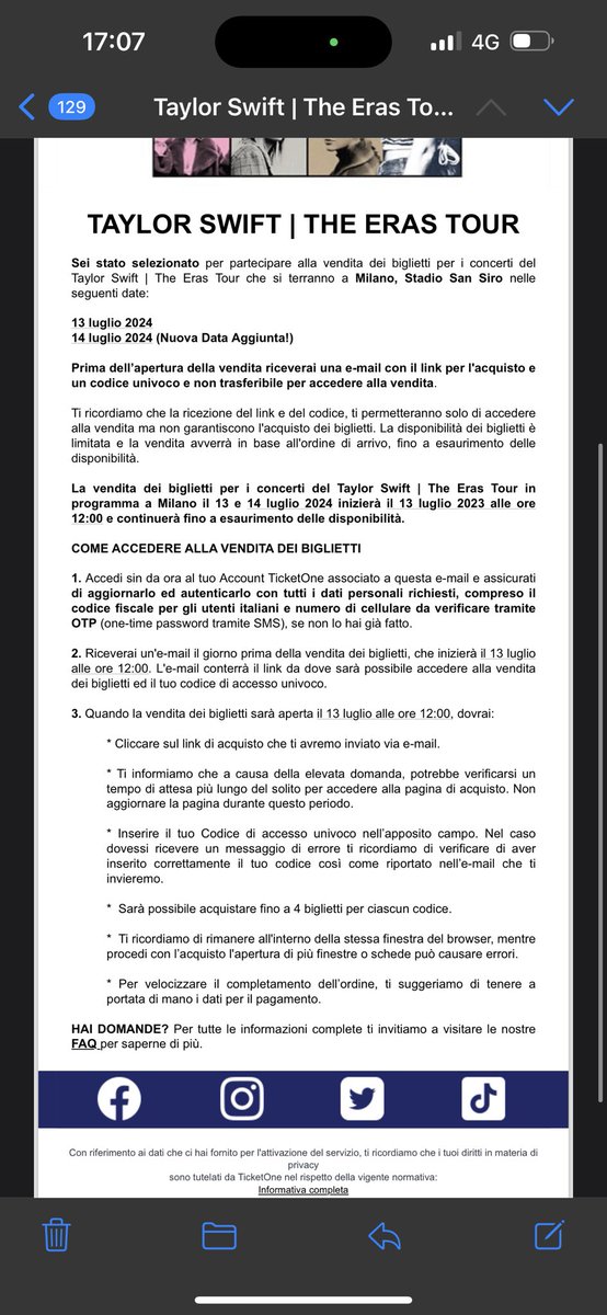 nogoodbbyes's tweet photo. Sono così felice da piangere, letteralmente. Forse dopo tutti questi anni potrò realizzare il sogno di mia cugina ed accompagnarla da Taylor a Milano, nel mio posto felice. Ci spero così tanto, spero davvero di poterlo fare ora che sono così vicina.  #ticketone https://t.co/v5YQYyneS0
