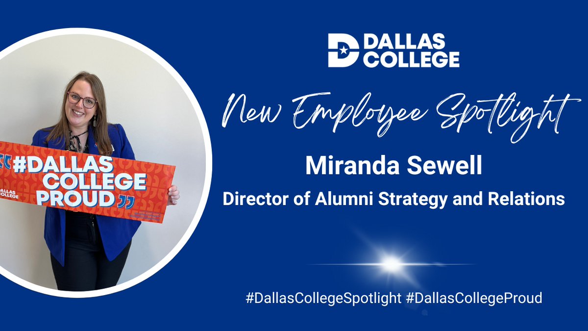 LauraMirochna's tweet photo. Please join me in welcoming Miranda Sewell to the @DallasCollegeTX family! https://t.co/W5RFgxUvVc via @LinkedIn https://t.co/Z2aKWQWIPB
