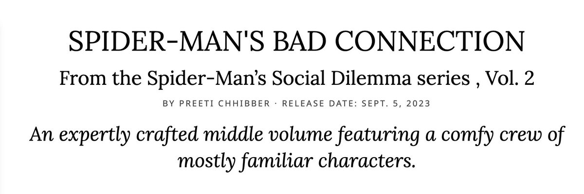 ah!! @KirkusReviews liked SPIDER-MAN'S BAD CONNECTION! 'Expertly crafted'!!! 🕸️Full review: kirkusreviews.com/book-reviews/p…