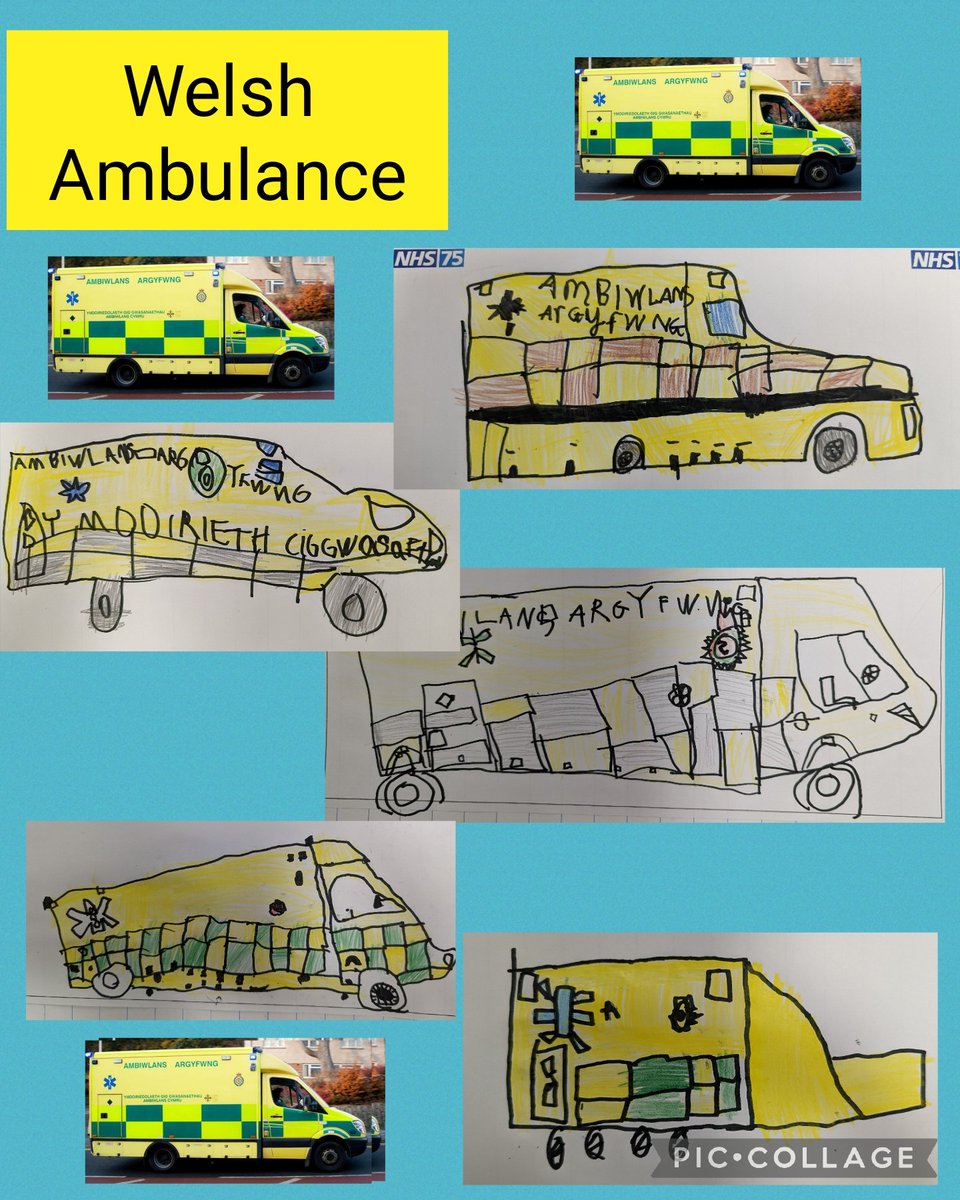 Some wonderful observational drawings of Welsh NHS vehicles today in 1N. Great attention to detail as we celebrate 75 years of the NHS.