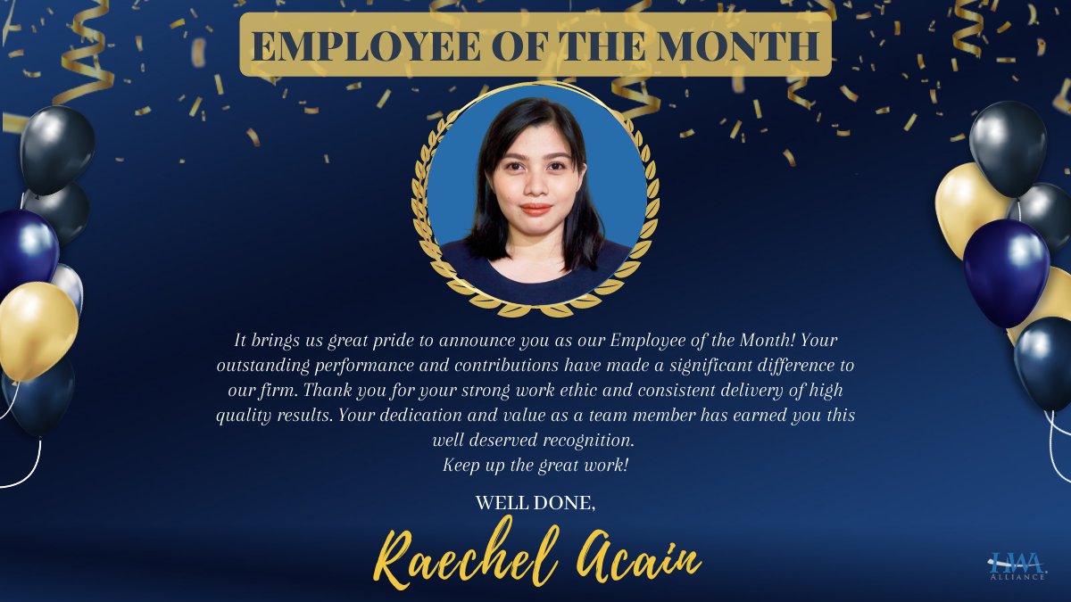 HWAAlliance's tweet photo. Congratulations! EMPLOYEE OF THE MONTH - Raechel Acain https://t.co/5AYkXDPH4y