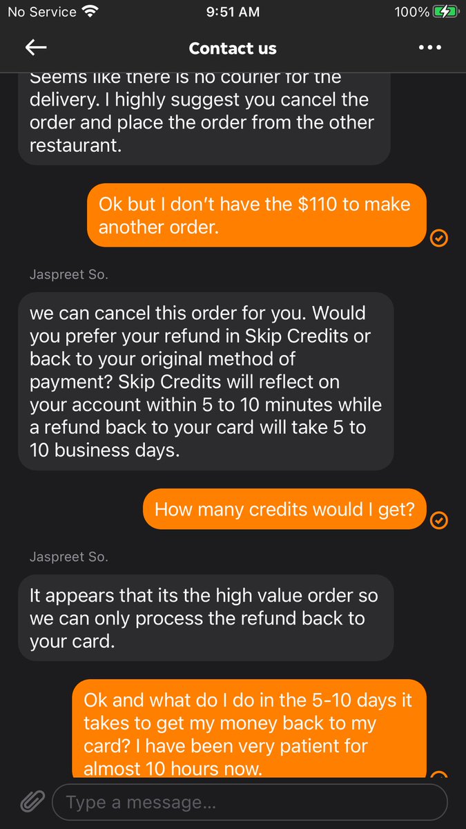 shamnaus80's tweet photo. And the end of it. @SkipTheDishes I told y’all I’d post it. 🤷🏽‍♀️ #DoBetter Sorry it’s so long but you have to have receipts, right? 😂🤦🏽‍♀️ https://t.co/iuka5kzfsT