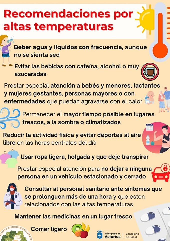 astursalud's tweet photo. ☀️🌡️Los termómetros subirán mañana a los 27ºC en #Asturias vía @AEMET_Esp 

🗣️#SaludPublica nos recuerda algunas recomendaciones para sobrellevar mejor la #calor y sobre todo pensando en las personas más vulnerables a #AltasTemperaturas 👶🏼👧🏻🤰🏼👴🏼

#VeranoAsturias

🔃Compártelo😉⬇️ https://t.co/C2JQ9CgTCh