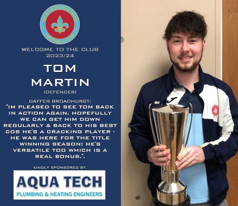 LMRAFC's tweet photo. New Signing for 23/24 ✍🏻

We've got a familiar face returning as we welcome Tom Martin who was part of our Double Winning side 4 years ago! 🏆

Thanks to Aquatech Plumbing &amp; Heating for sponsoring Tom this season 💙

#LMRAFC https://t.co/TJ2FLzKL7u