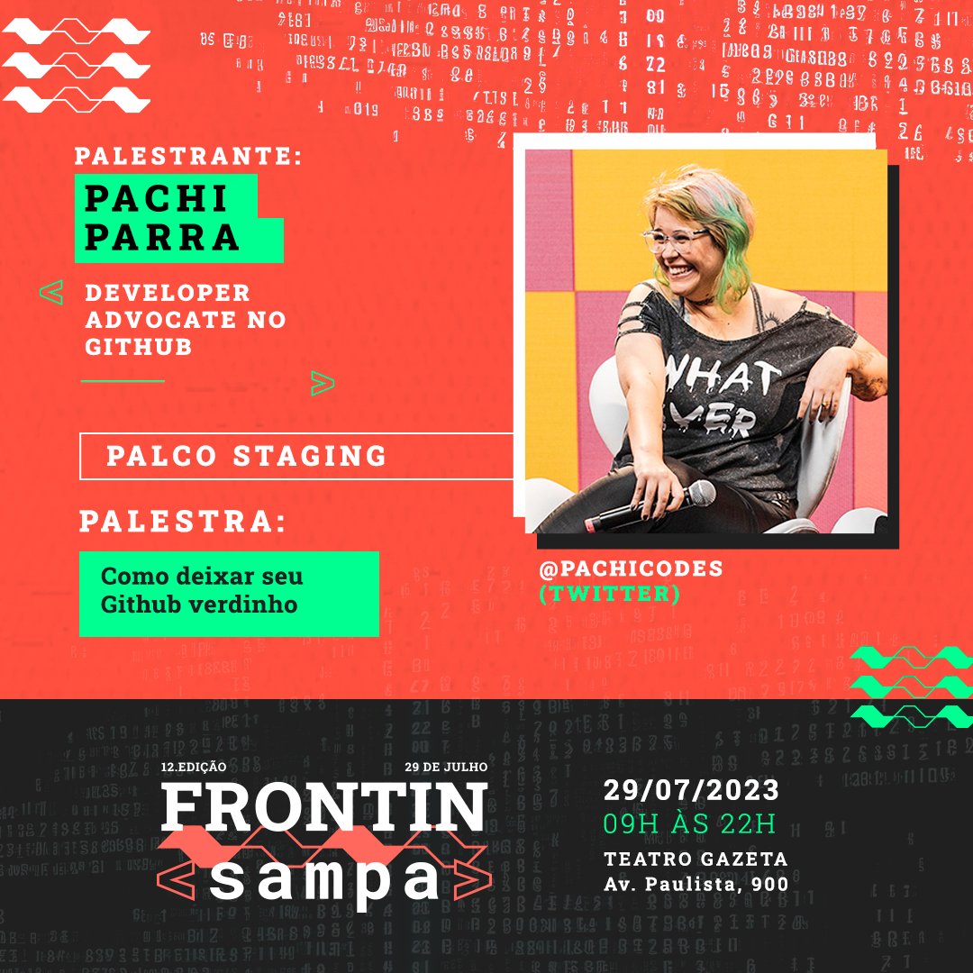 frontintech's tweet photo. 🚀🔥 Prepare-se para o FRONTIN SAMPA 2023 + @CodeintheDarkBR  com esses palestrantes incríveis! 
No palco Palco Staging contaremos com uma diversidade de palestrantes, conheça mais nomes desse espaço.

👉 @pachicodes: Como deixar seu Github verdinho.
👉 @bfgenaro: Descomplicando suas requisições assíncronas com React Query.

Não perca essa chance 🔥🔥#bolhadev
📅 Data: Sábado, 29 de julho de 2023
⏰ Horário: Das 09:00 às 22:00
🌆 FRONTIN + @codeinthedarkbrasil

🎟️ Os ingressos já estão disponíveis!
Acesse o link e ganta o seu: https://t.co/GKTbdFHE3P
