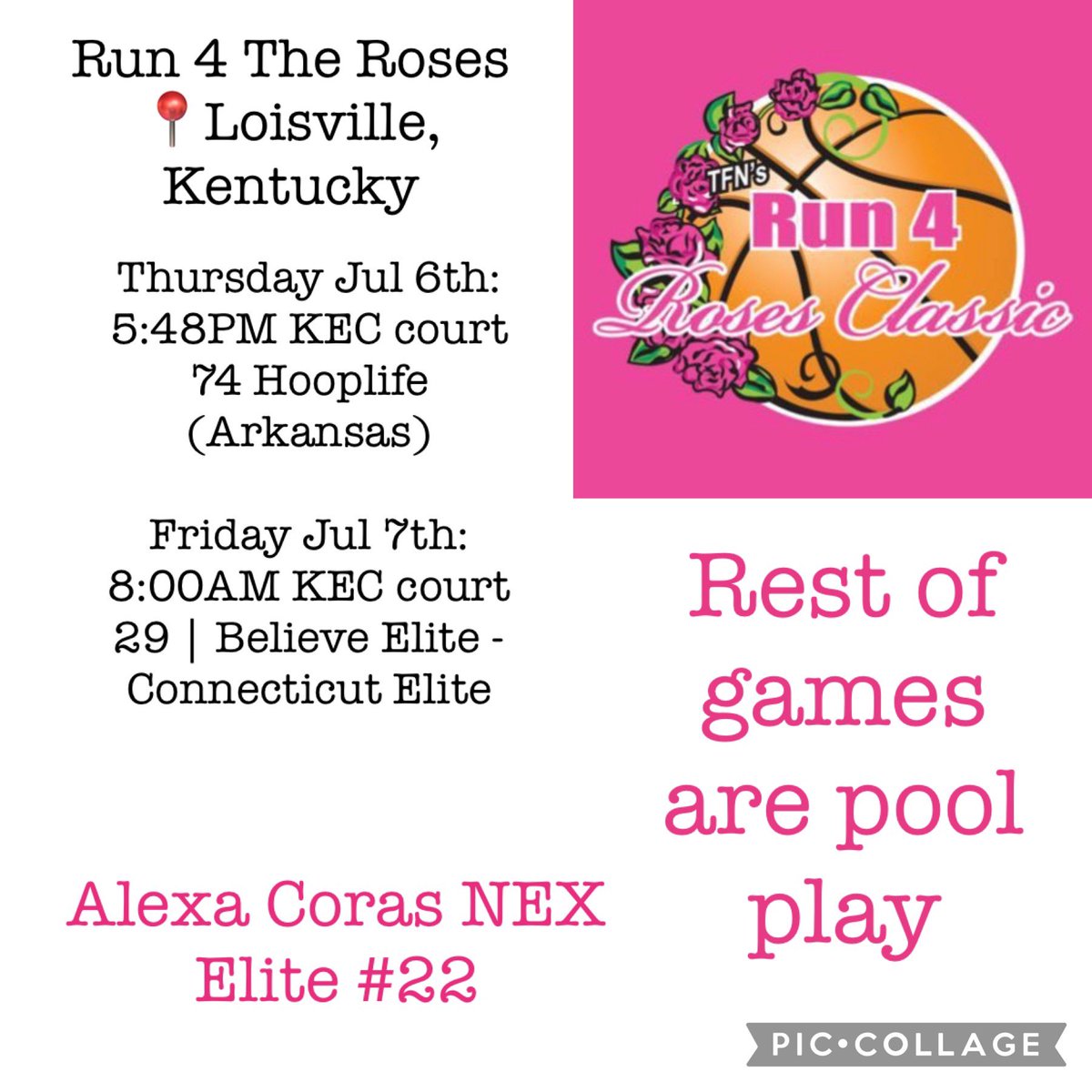 Here is my schedule for the Run for the Roses Tourney in Kentucky!! <a href="/james_reen/">James Reen</a> <a href="/NEX_Russell/">New England Exposure</a>
