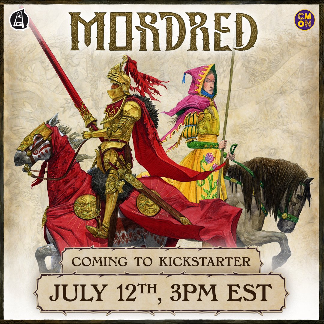 CMONGames's tweet photo. Mordred hits Kickstarter on July 12th, 3pm EST!
Join in on the battle for Britain on day 1! Will you be siding with Mordred, Merlin, or Morgana? We're ready and will see you there! https://t.co/2WCkWgREVF https://t.co/AMHyarv1op