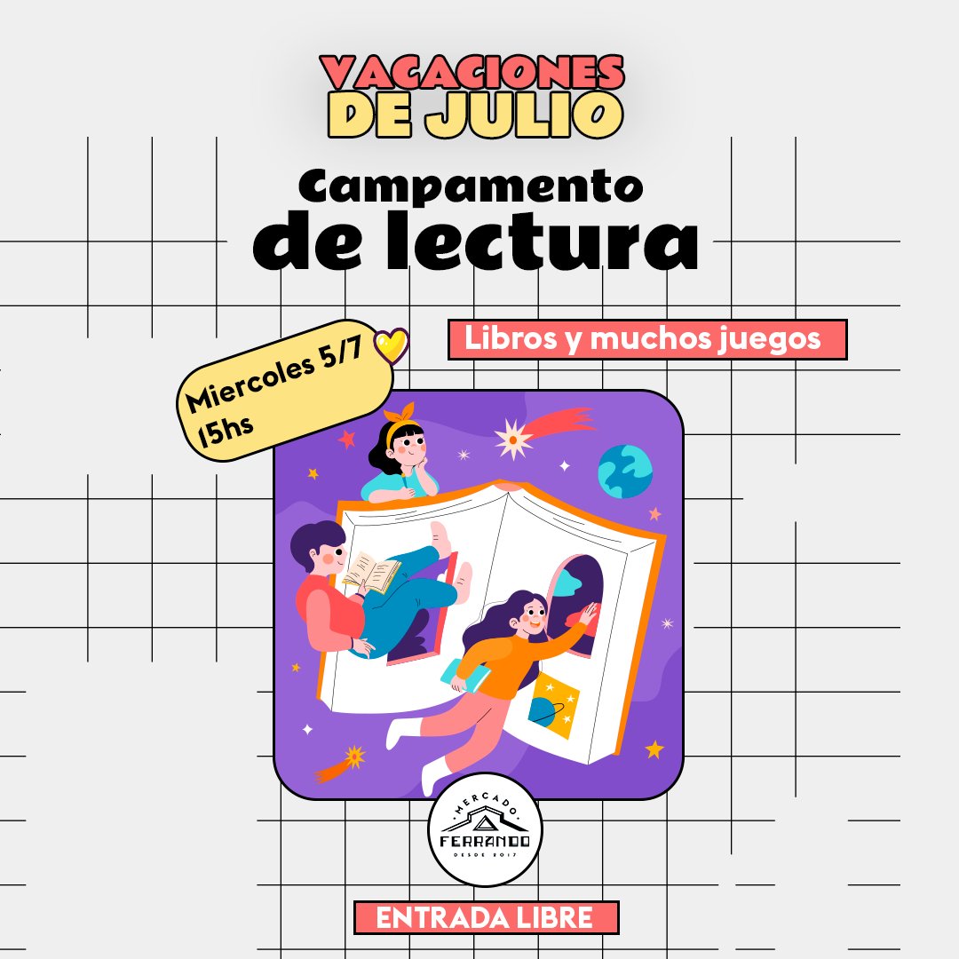 ¡#VacacionesDeJulio en el Mercado! ¿Venís?
Actividades para peques + Almuerzos y meriendas a precios especiales + bebidas y postres de regalo con #MediodíasQueSí de 12 a 16hs. 

Las vacaciones son acá, te esperamos 😎