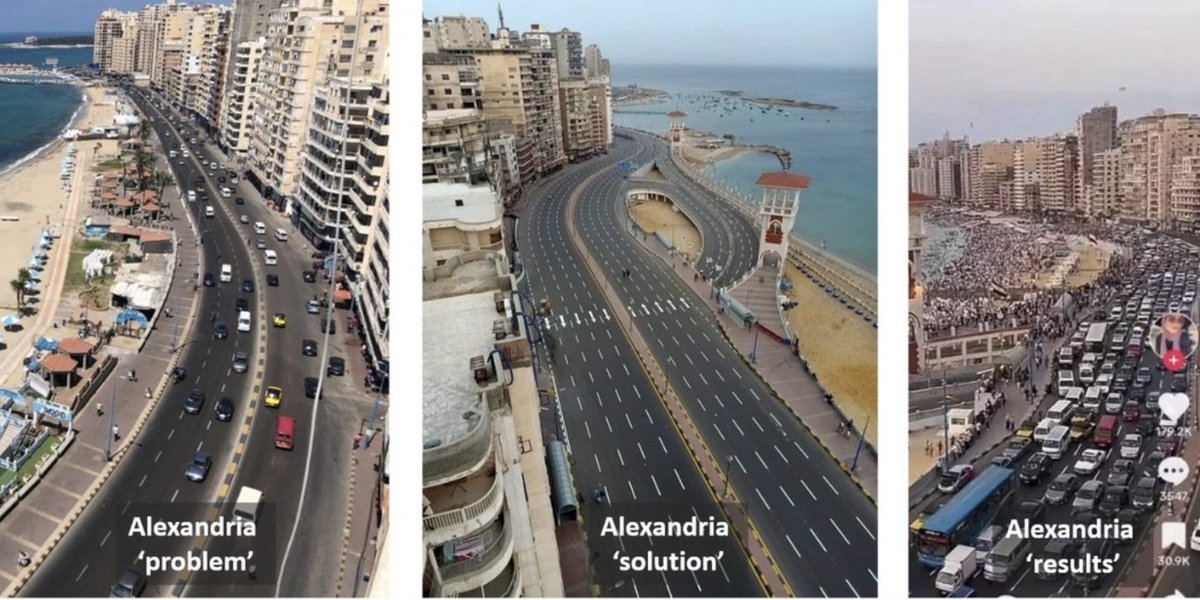 Perowinger94's tweet photo. Lieber Herr @Wissing, das ist Alexandria. Alexandria hatte ein "Stauproblem". Die Stadt kam auf die Idee, die Stadtautobahn auf 10 Spuren zu erweitern. Kurz nach Eröffnung gab es wieder Stau. Mehr Straßen, bedeuteten mehr Verkehr. Wollen Sie wirklich den gleichen Fehler machen? https://t.co/tinMufjH2J