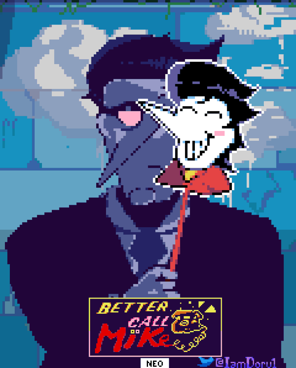 IamDoru1's tweet photo. Better Call Mike!
#spamton #spamtongpsmaton #deltarune #deltarunechapter2 #deltarunefanart #BetterCallSaul #pixelart #Pixelartist #ドット絵 https://t.co/b1YjpilhPa