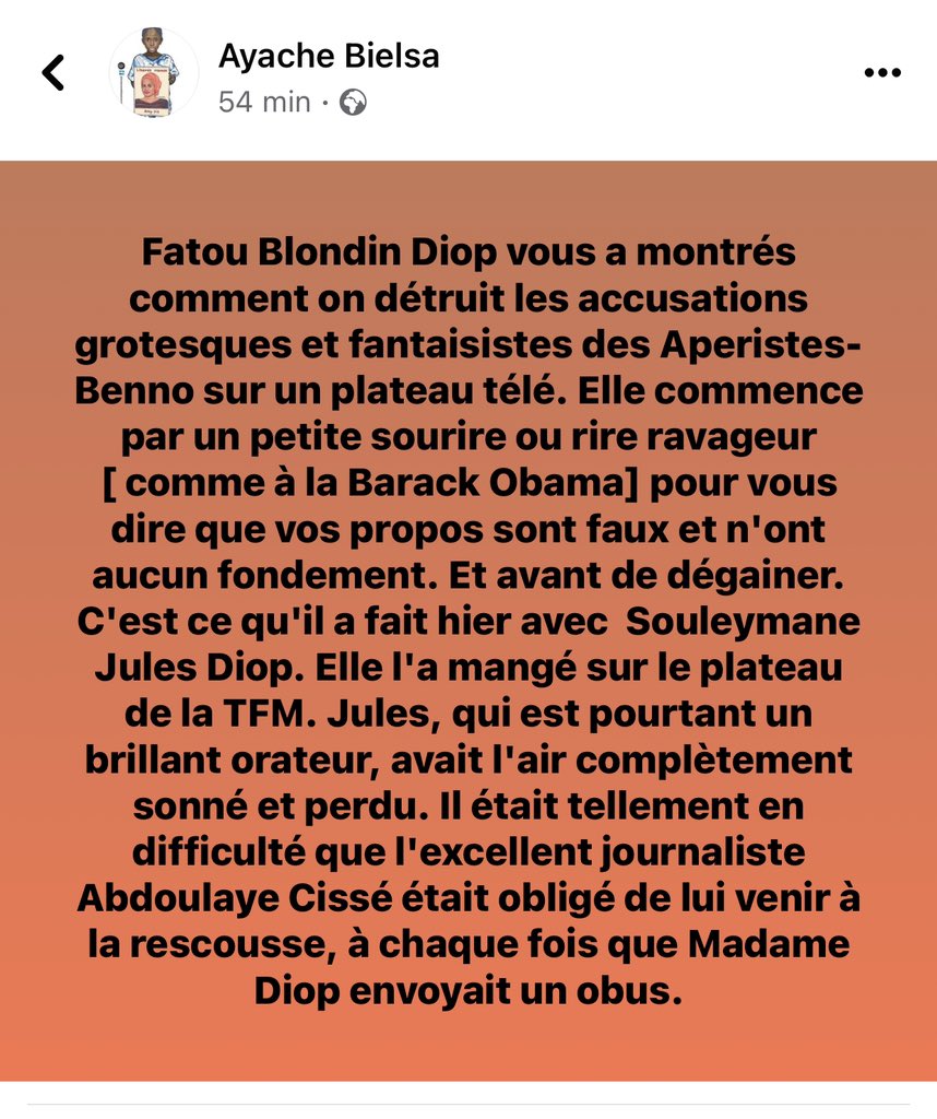 DrSow3's tweet photo. 🇸🇳✅👌 Mme Fatou Blondin Diop c’est la MasterClass en matière de Com’!
Elle a de la matière et du répondant.
Elle est imperturbable.
Elle a le don de démanteler minutieusement les mensonges des mythos de république &amp; d’administrer cours des mises à niv aux journalopes incultes! https://t.co/yXQyPJMJRj
