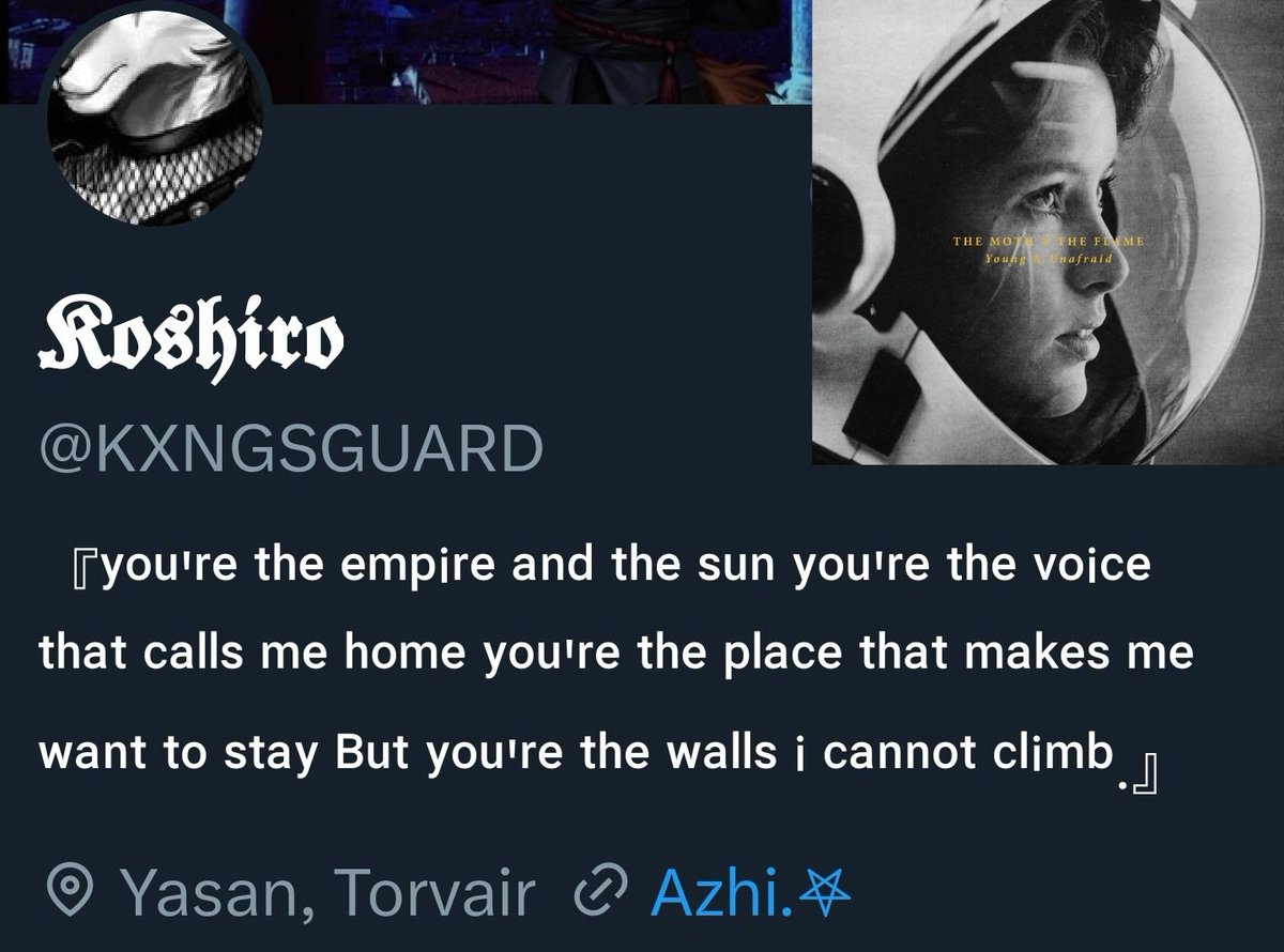 MXTAGLIO's tweet photo. ㅤ
https://t.co/sa4CQ2Cq7q

Fun fact: all of my acc bios over the years are all song lyrics https://t.co/X59YzUGZEH