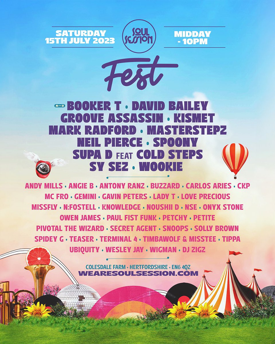 SoulSessionUK's tweet image. What A Line Up! 🤩 You Can Catch These Amazing Artists + More 🔥 Performing Live At Soul Session FEST Final Tickets Remaining ⚠️

Soul Session FEST ☀️🔥🎪
Saturday 15th July
Colesdale Farm, Hertfordshire EN6

#SoulSessionFEST #wearesoulsession #soulsession #housemusic
