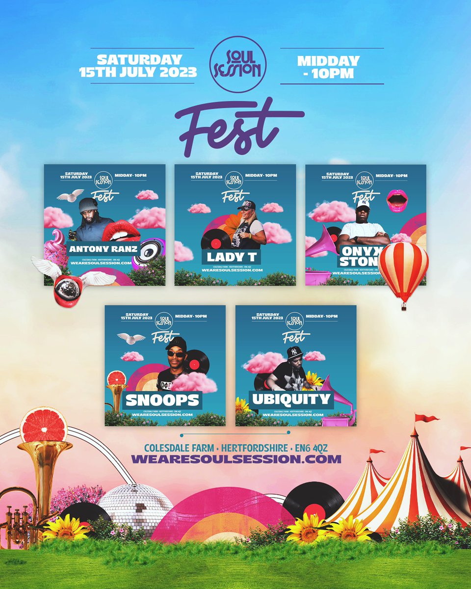 SoulSessionUK's tweet image. What A Line Up! 🤩 You Can Catch These Amazing Artists + More 🔥 Performing Live At Soul Session FEST Final Tickets Remaining ⚠️

Soul Session FEST ☀️🔥🎪
Saturday 15th July
Colesdale Farm, Hertfordshire EN6

#SoulSessionFEST #wearesoulsession #soulsession #housemusic