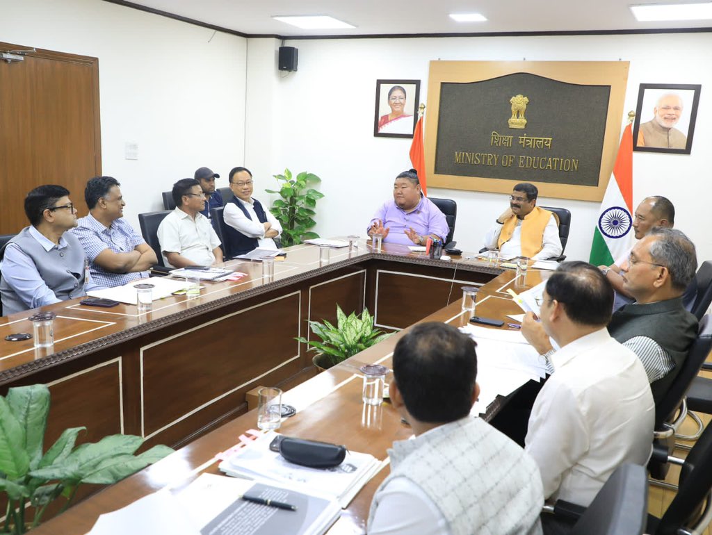 Good meeting with Minister Shri <a href="/AlongImna/">Temjen Imna Along</a> and his team today on ways to assist Nagaland in strengthening the learning and skills landscape as well as connecting  a vast population with better opportunities of learning and skilling. 

Both <a href="/EduMinOfIndia/">Ministry of Education</a> and <a href="/MSDESkillIndia/">Skill India</a> are