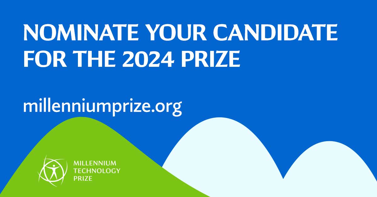 millenniumprize's tweet photo. The Call for the 2024 #MillenniumTechnologyPrize nominations is open! Do you know someone whose technological innovation is bringing benefits to people around the world? Now is your chance to nominate them to win and show the world their hard work. https://t.co/z1jaATOW5o https://t.co/Sw9hEaGSws