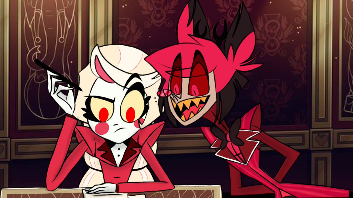 Alastor ayudando a Charlie con unos asuntos del Hotel Hazbin #CharlieMorningstar #Alastor #vivziepop #HazbinHotel