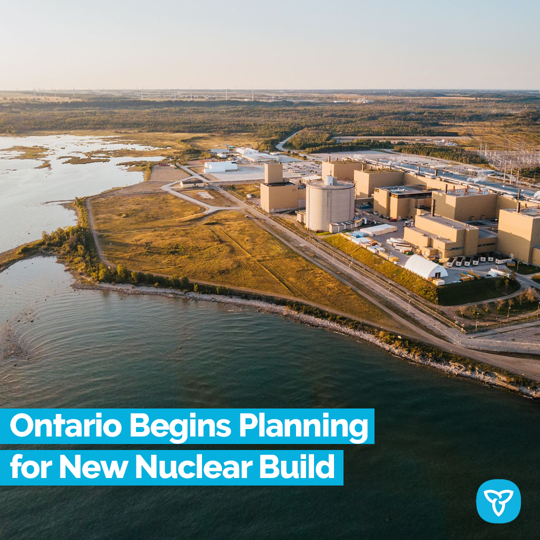 ONenergy's tweet photo. Ontario is starting pre-development work for the first large-scale nuclear build in Ontario since 1993.

Starting planning early will ensure the province is prepared to meet rising demand from electrification and strong economic growth.

https://t.co/E6oeSD6t0q https://t.co/UhVV2lwQZX