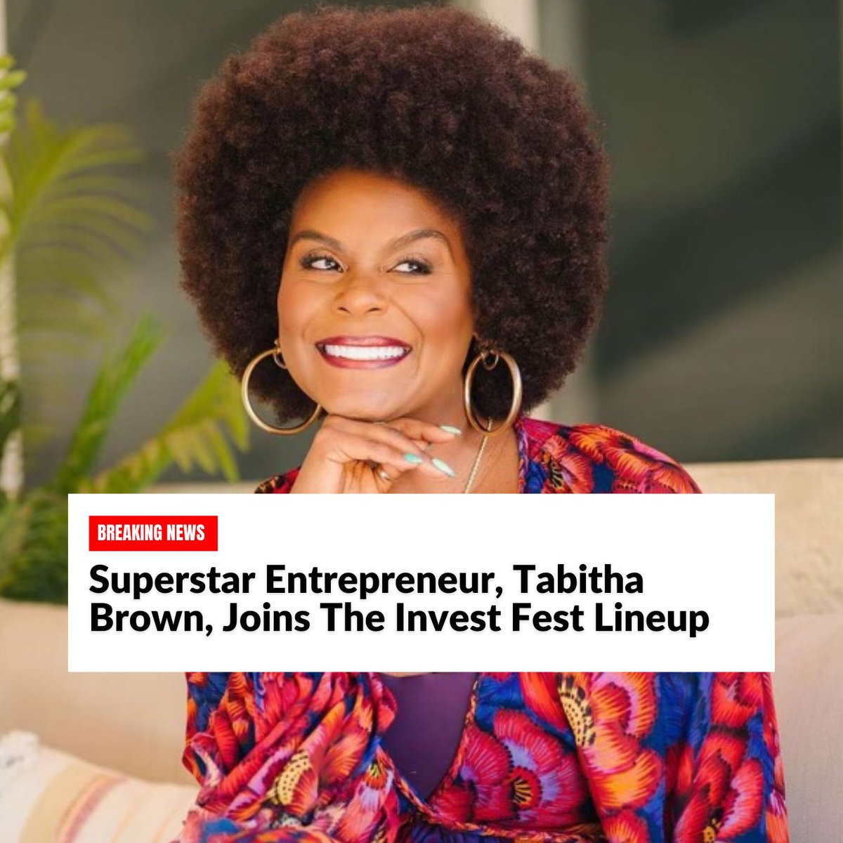 EarnYourLeisure's tweet photo. Superstar entrepreneur and health advocate @iamtabithabrown has been added to the Invest Fest speaker lineup. 

Click the link below for tickets 

https://t.co/RVuuwciWov https://t.co/92yFNb1m8Z