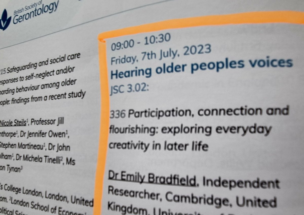 erbradfield's tweet photo. Looking forward to presenting on Friday morning! #CreativeAgeing #BSG2023 #PostPhDLife #ItsDrActually @BSGcreativeSIG @bsg2023 @flourishlives https://t.co/drY7jio9qn
