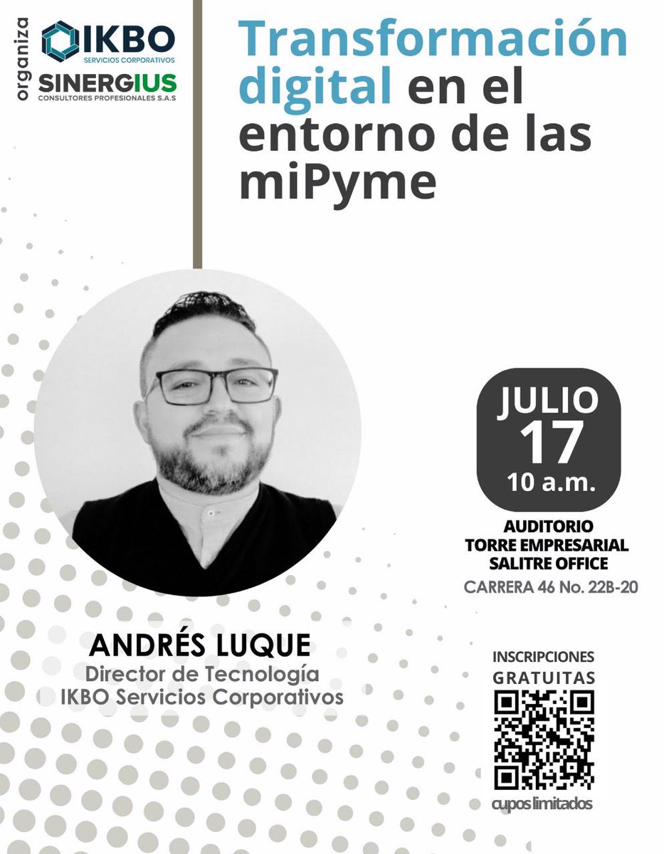 SINERGIUS's tweet photo. Buenos días estimados empresarios, están cordialmente invitados a este evento que será una oportunidad para aprender sobre transformación digital y conocernos personalmente. Evento gratuito. https://t.co/82yjQ74QNf