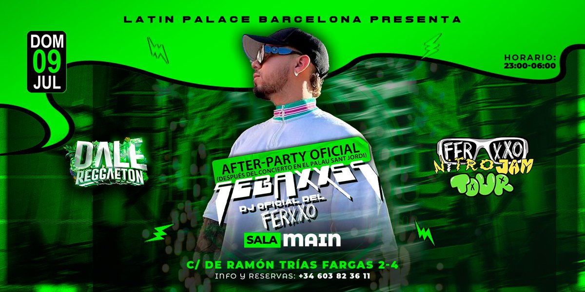 LatinPalaceBCN's tweet photo. 🔥Este domingo te invitamos a disfrutar del AfterParty oficial de Feid con su DJ en nuestra tarima, después del concierto en el Palau Sant Jordi 🚨Entrada GRATIS para todos los asistentes al concierto 

🗓️ Domingo, 09 de Julio
🎟 Entradas disponibles en 🌎 https://t.co/ZosldDM7MH https://t.co/4TNoBd0EAw
