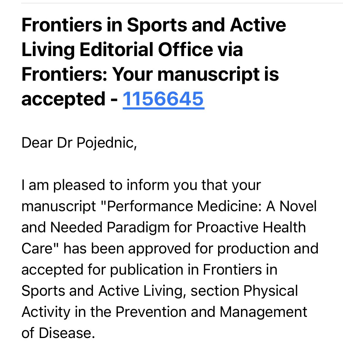 Yay! Manuscript accepted!! Working on shifting care to be proactive and preventive with my incredible Performance Medicine partner, Dr Rich Joseph ✨