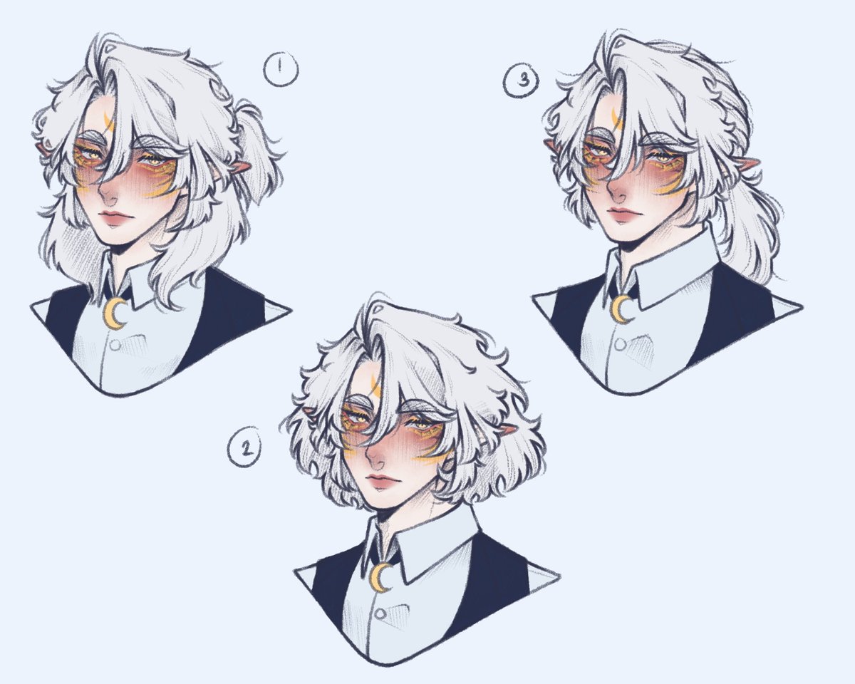 I gave him a new hairstyle SJSJSJ which hairstyle do yall think suits him? (The first one is his original hairstyle but, I don't think it suits him...? Or idk
T T)
